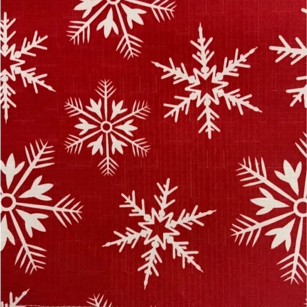 Winter Placemats Reversible Linen Print Holiday Christmas Snowflake Red White